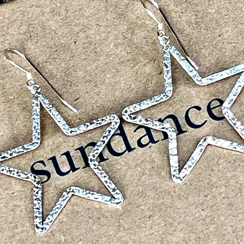 Sundance $78 NEW Sterling Silver STAR 1-7/8" Lightweight Dangle July 4 Earrings